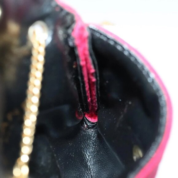 CHANEL Chain Quilted Shoulder Pouch Cotton Gold Red CC Auth - Picture 15 of 16